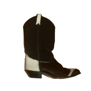 Code West Vintage Cowboy Boots Black Cream and Brown Cow-hair Pony-hair Vintage